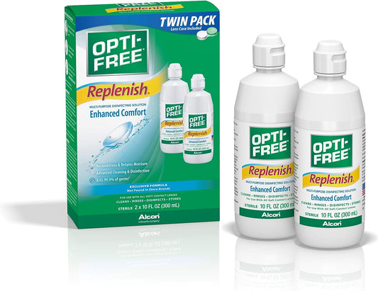 Uniites™, Opti-Free Replenish Multi-Purpose Disinfecting Solution with Lens Case, Twin Pack, 10-Fluid Ounces Each - 2 Count (Pack of 1),  $16.91