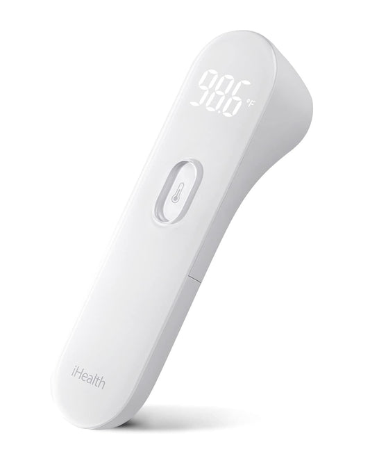 Uniites™, iHealth No-Touch Forehead Thermometer, Infrared Digital Thermometer for Adults and Kids, Touchless Baby Thermometer, 3 Ultra-Sensitive Sensors, Large LED Digits, Quiet Vibration Feedback, Non Contact, White color,  $20.91
