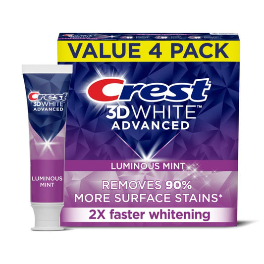 Uniites.com™, Crest 3D White Toothpaste Advanced Luminous Mint, Teeth Whitening Toothpaste, 3.7 Oz (Pack of 4),  $14.91