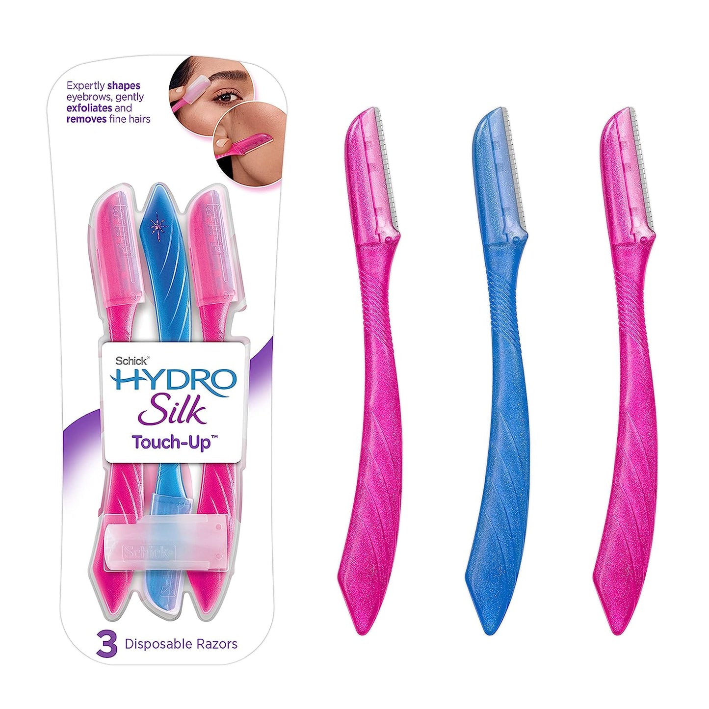 Uniites.com™, Schick Hydro Silk Touch-Up Exfoliating Dermaplaning Tool, Face & Eyebrow Razor with Precision Cover - 3 Count Dermaplaning Razor For Women $5.91