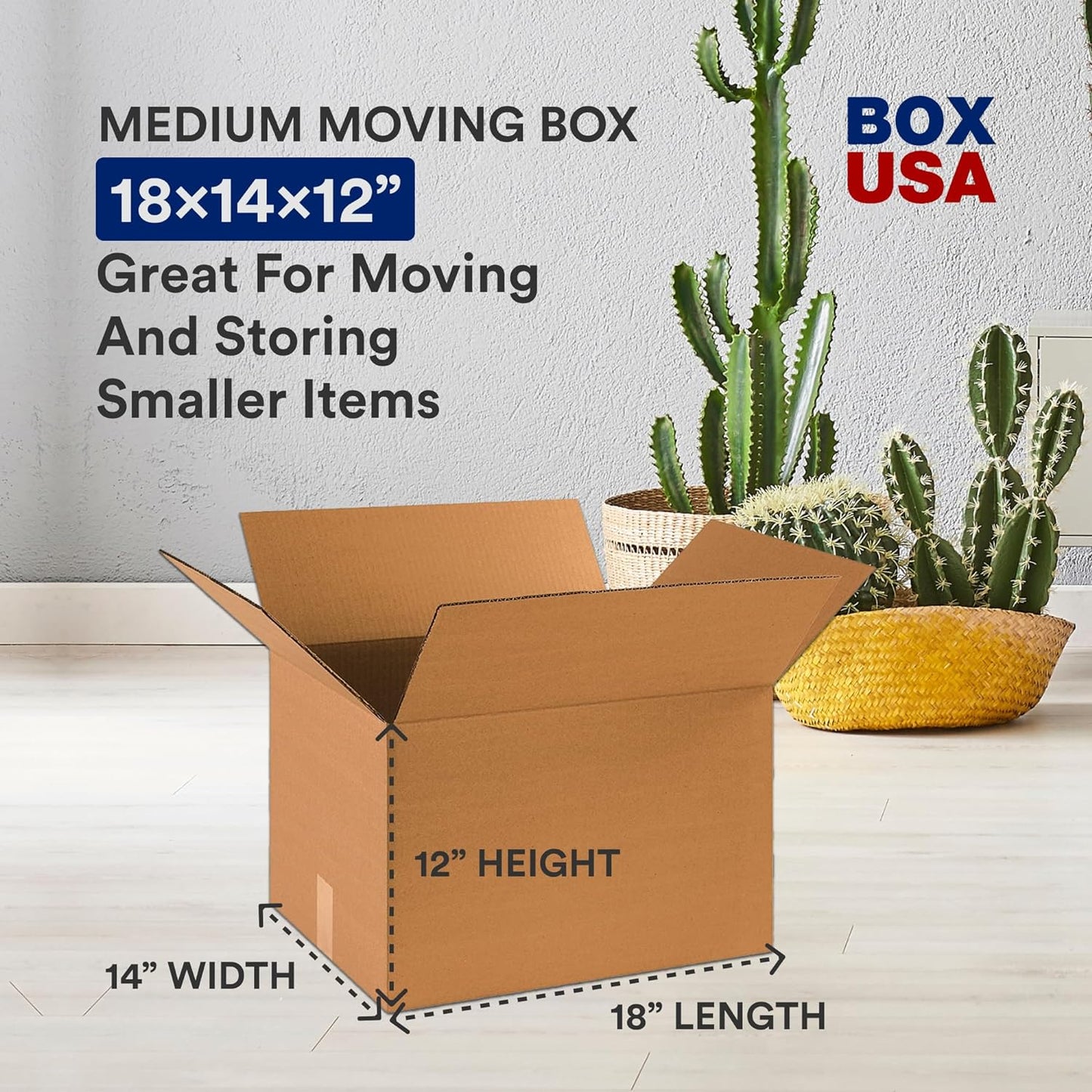 Uniites™ BOX USA Moving or Shipping Boxes Medium 18x14x12", 10-Pack | Corrugated Cardboard Box for Mailing Packing Packaging and Storage $19.91