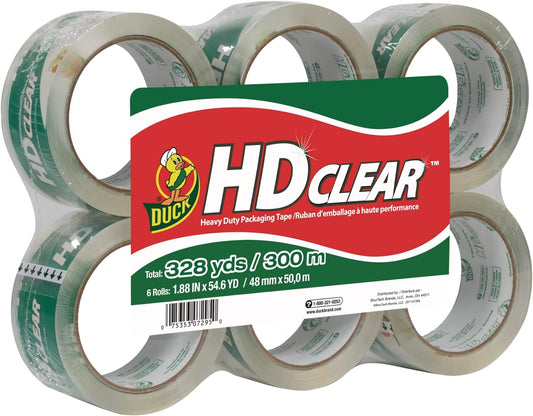 Uniites™ Duck HD Clear Packing Tape - 6 Rolls, 328 Yards Heavy Duty Packaging for Shipping, Mailing, Moving & Storage Clear, Strong Refills Boxes 1.88 In. x 54.6 Yd. (441962) $17.91