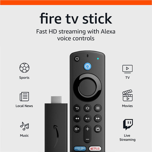 Uniites™ Amazon Fire TV Stick, HD, sharp picture quality, fast streaming, free & live TV, Alexa Voice Remote with TV controls,  $26.91