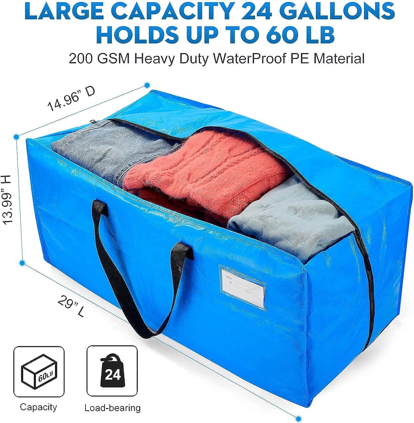 UniitesMarketplace.com™ AlexHome Moving Bags Heavy Duty,Extra Large Packing Bags for Moving,Reusable Plastic Moving Totes,Clothes Storage Containers,Moving Supplies Bins,Compatible...$31.91