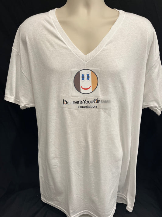 Uniites™, BIYD Foundation Logo, White, Unisex, V-neck, T-shirt, XL,  $9.91