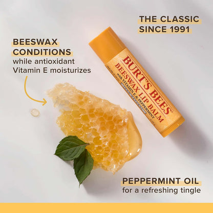 Uniites™, Burt's Bees Lip Balm Stocking Stuffers, Moisturizing Lip Care, Original Beeswax with Vitamin E & Peppermint Oil, 100% Natural (4-Pack), $8.91