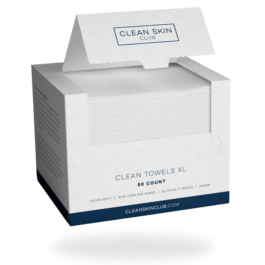 Uniites™, Clean Skin Club Clean Towels XL, 100% USDA Biobased Dermatologist Approved Face Towel, Disposable Clinically Tested Face Towelette, Makeup Remover Dry Wipes, Ultra Soft, 50 Ct, 1 Pack,  $22.91