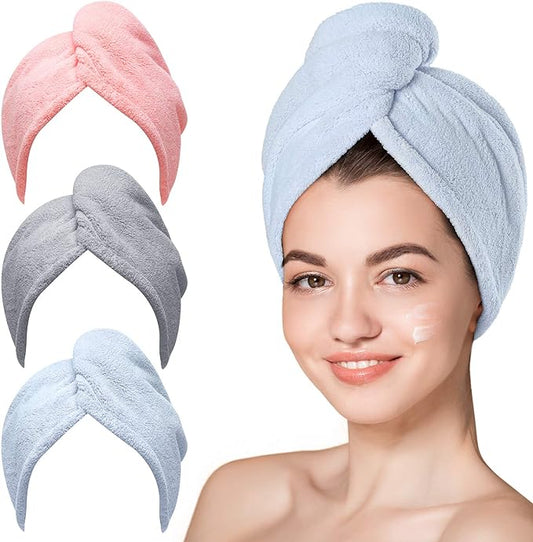 Uniites™,  Hicober Microfiber Hair Towel, 3 Packs Hair Turbans for Wet Hair, Drying Hair Wrap Towels for Curly Hair Women Anti Frizz,  $14.91