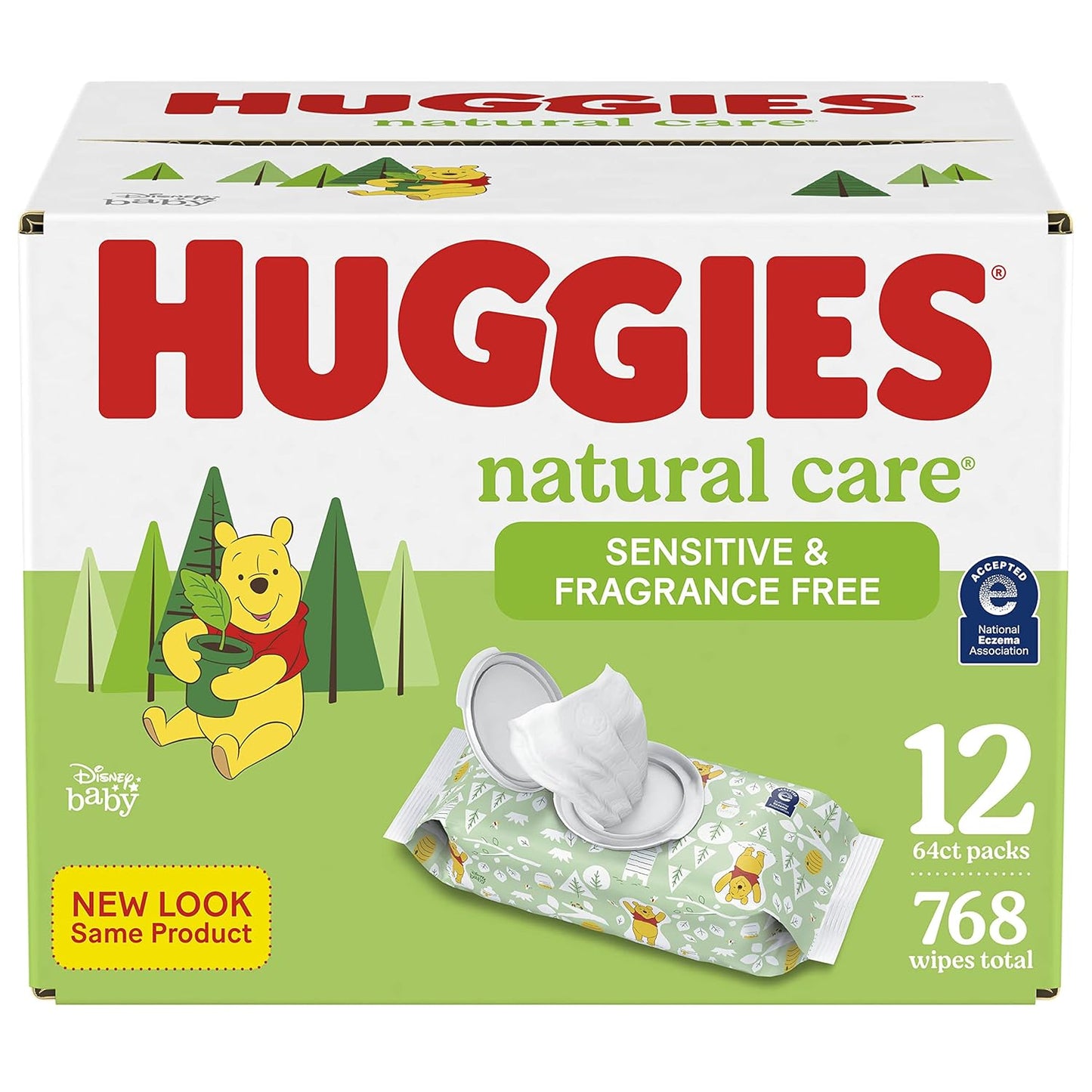 Uniites™, Huggies Natural Care Sensitive Baby Wipes, Unscented, Hypoallergenic, 99% Purified Water, 12 Flip-Top Packs (768 Wipes Total),  $22.91