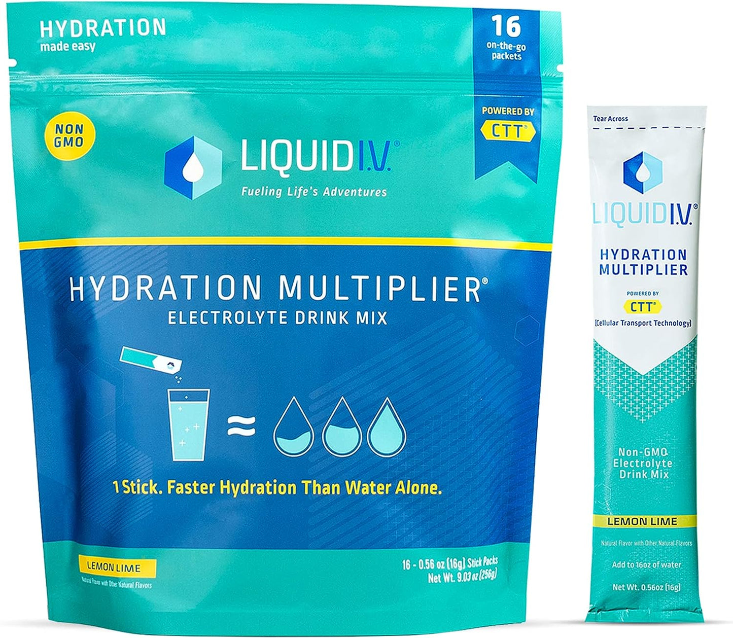 UniitesMarketplace.com™, Liquid I.V. Hydration Multiplier - Lemon Lime - Powder Packets | Electrolyte Drink Mix | Easy Open Single-Serving | Non-GMO | 16 Stick,  $25.91