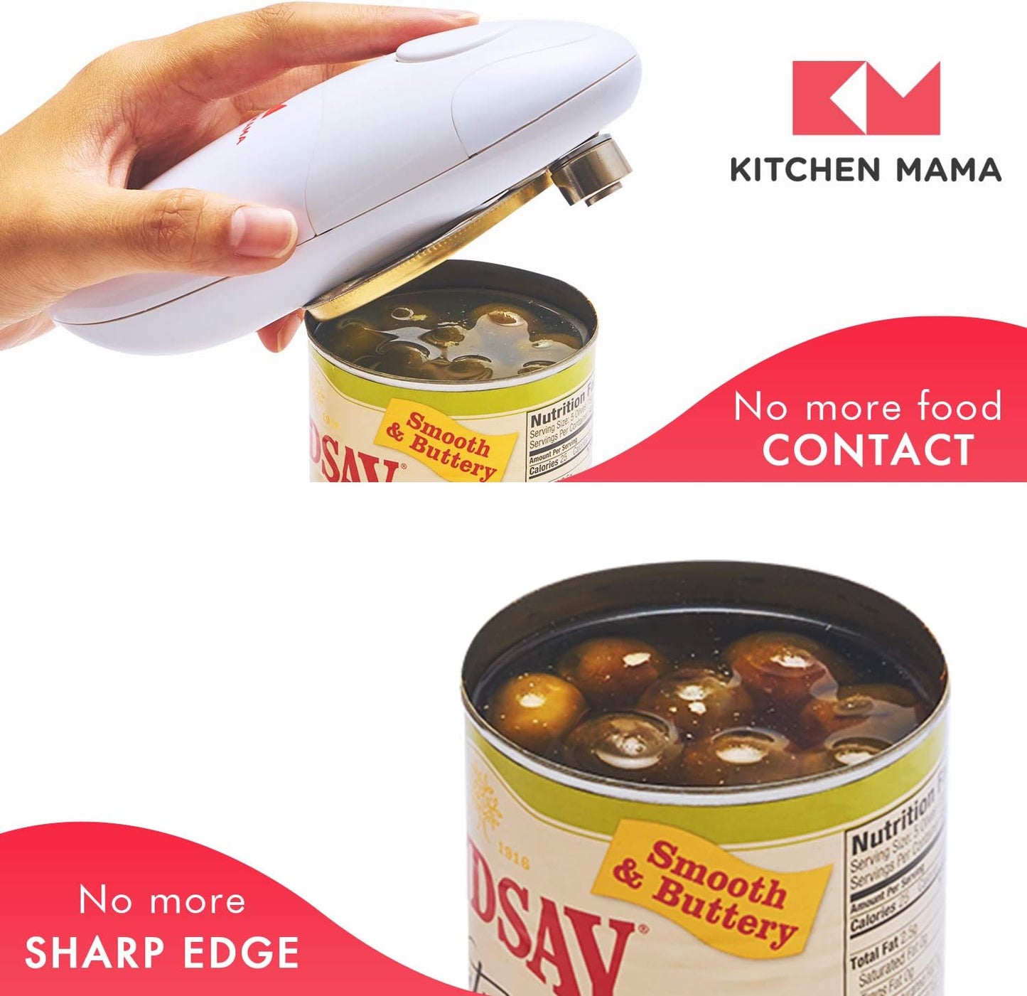 Uniites™, Kitchen Mama Auto Electric Can Opener Gift Idea: Open Your Cans with A Simple Press of Button - Automatic, Hands Free, Smooth Edge, Food-Safe, Battery Operated, YES YOU CAN (Red),  $20.91