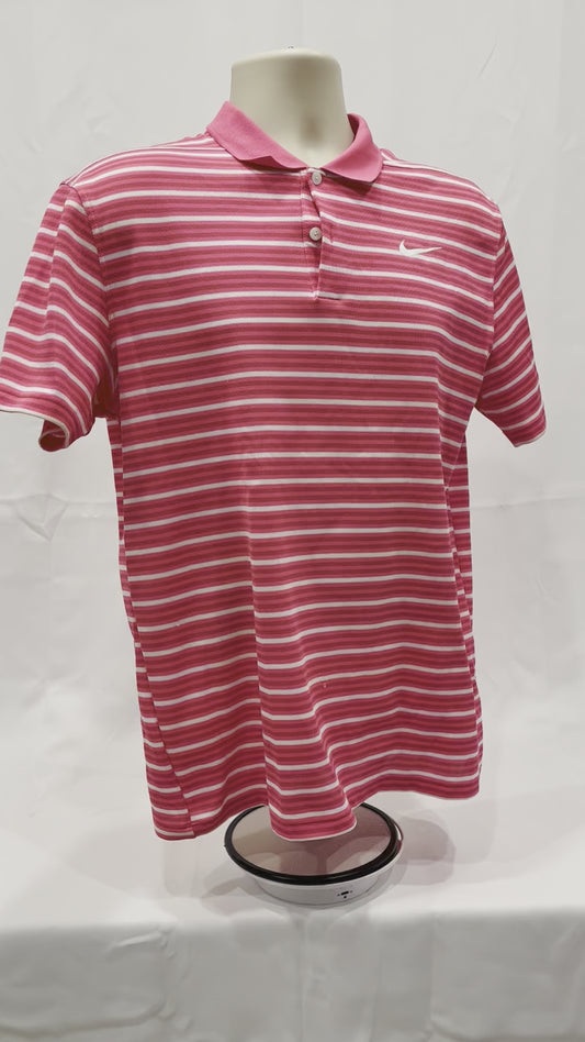 UniitesMarketplace.com™ Nike Like New Men's Pink Pinstripe Golf Shirt, M, $19.91