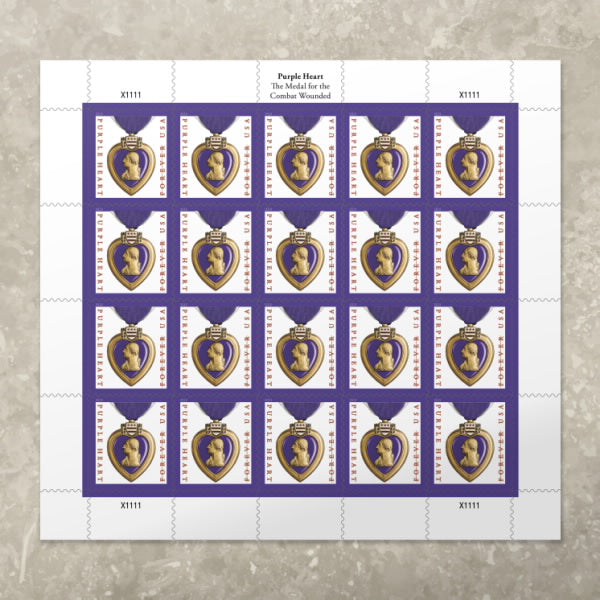 Uniites™, USPS Purple Heart Postage Stamps, 1 Sheet of 20 Stamps, $13.91