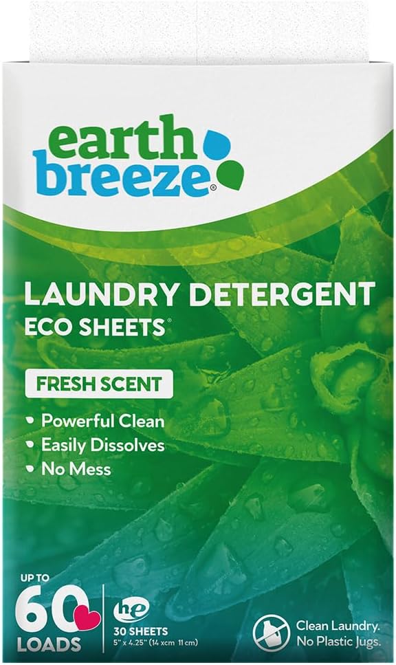 Uniites™,  Earth Breeze Laundry Detergent Sheets - Fresh Scent - No Plastic Jug (60 Loads) 30 Sheets, Liquidless Technology,  $14.91