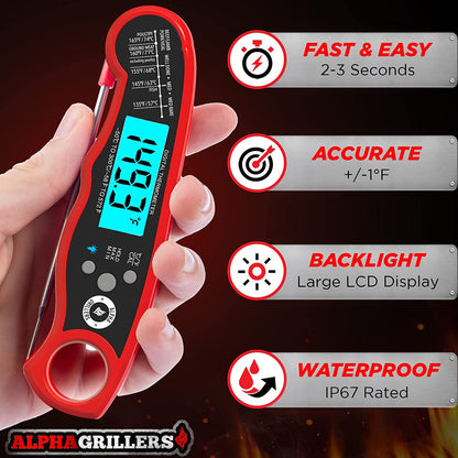UniitesMarketplace.com™  Alpha Grillers Instant Read Meat Thermometer for Grill and Cooking, Best Waterproof Ultra Fast Thermometer with Backlight & Calibration. Digital Food Probe for Kitchen, Outdoor Grilling and BBQ!  $16.91